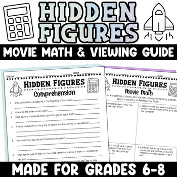 Preview of Hidden Figures Movie Math & Viewing Guide for Middle School Math & Comprehension