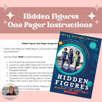 Hidden Figures One Pager Instructions By Mckennas Classroom | TPT