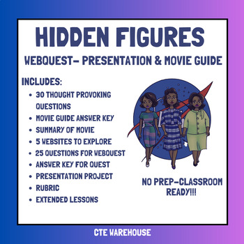 Preview of Hidden Figures Ultimate Bundle:Movie Guide, WebQuest, Project, Extended Lessons