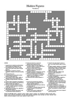 Hidden Figures Vocabulary Crossword Puzzle by M Walsh TpT
