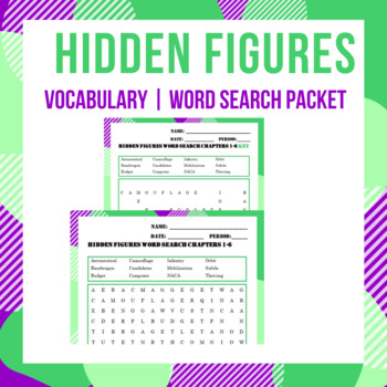 Preview of Hidden Figures Vocabulary Word Search and Crossword Puzzle Packet