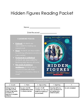 Preview of Hidden Figures Young Readers' Edition Reading Notes (Vocab. & comprehension)