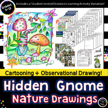 Preview of How to Draw Gnomes! Middle School Nature Drawing + Cartooning Art Lesson