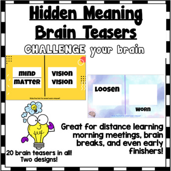 Preview of Hidden Meanings Brain Teasers - Distance Learning!