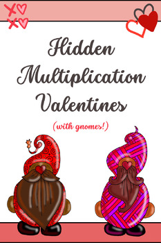 Preview of Hidden Multiplication Math Messages - with Gnomes! | Valentine's Day Shareable