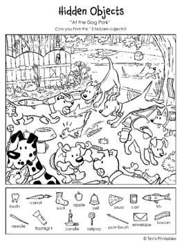 hidden objects puzzle at the dog park by tim s printables tpt