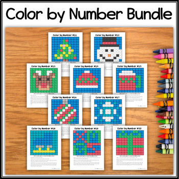 Preview of Color by Number – Christmas/Winter Bundle - Hidden Pictures #11-20