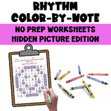Rhythm Hidden Picture Color-By-Note Worksheets for Music C