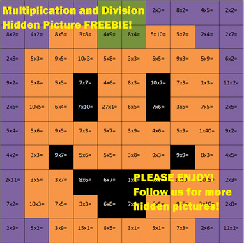 Preview of Hidden Picture Pumpkin Multiplication and Division Freebie