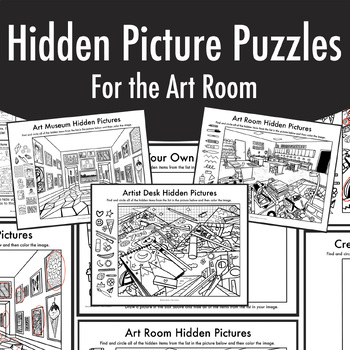 Preview of Hidden Picture Puzzles and Elementary Art Sub Plan Early Finisher Activity