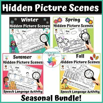 Preview of Hidden Picture Scenes Articulation Seasonal Bundle Speech Therapy Activity