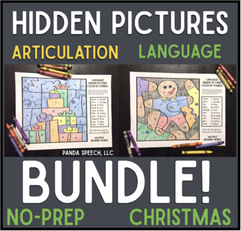 Preview of Christmas Color by Symbol Hidden Images BUNDLE! Speech Therapy