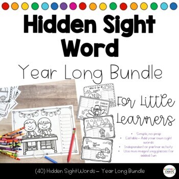 Preview of Hidden Sight Word Editable Weekly Activities Year Long Bundle