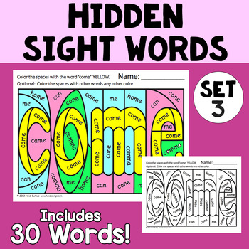 Preview of Hidden Sight Words Set 3 Worksheets Activity - Heidi Songs