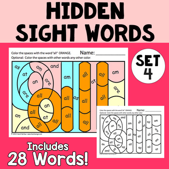 Preview of Hidden Sight Words Set 4 Worksheets Activity - Heidi Songs