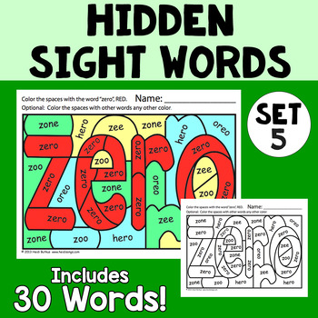 Preview of Hidden Sight Words Set 5 Worksheets Activity - Heidi Songs
