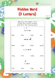 Hidden Word (3 Letters) (Visual Closure Worksheets)