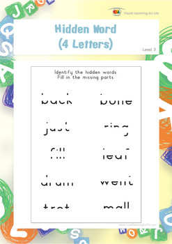 Preview of Hidden Word (4 Letters) (Visual Closure Worksheets)