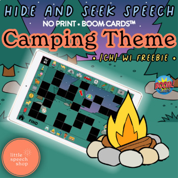 Preview of Free /ch/ WI - Hide & Seek Speech - Artic Game - Camping Theme - Boom Card™ PPT