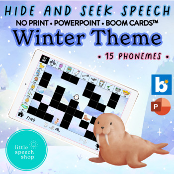 Preview of Hide & Seek Speech - Artic Game - Winter Theme - PPT & Boom Cards™ 15 Phonemes!
