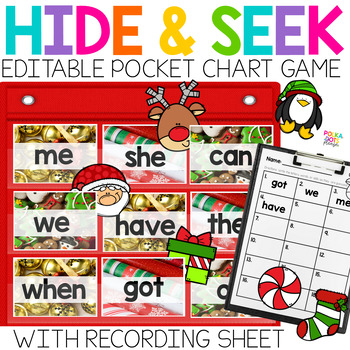 Preview of Christmas Activity |  HIDE AND SEEK Pocket Chart Game with Editable Cards