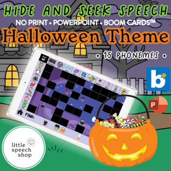 Preview of Hide & Seek Speech - Halloween Theme - Articulation Game - PPT & Boom Cards™