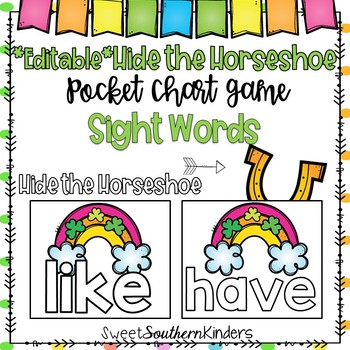 Preview of Hide the Horseshoe Pocket Chart Game Sight Word Edition *Editable*