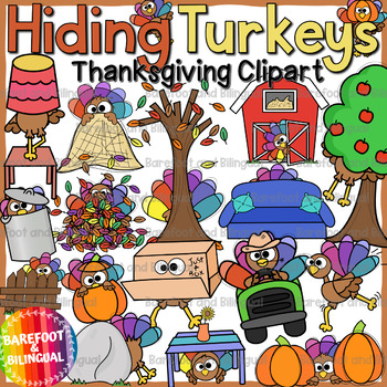 Preview of Hiding Thanksgiving Turkey Clipart | Thanksgiving Clipart