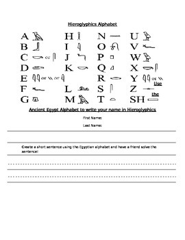 Preview of Hieroglyphics Alphabet