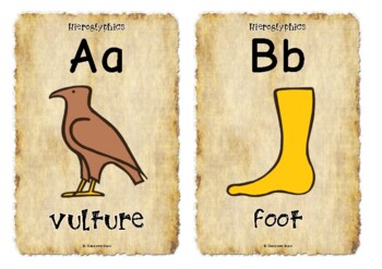 Preview of Hieroglyphics with Words Mini Poster Set on Parchment Paper | Ancient Egypt