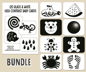 Preview of High Contrast Cards - 120 B&W Cards - Eyesight and Brain Development