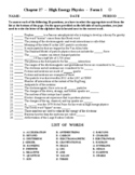 High Energy Physics: Matching Worksheet - Form 2