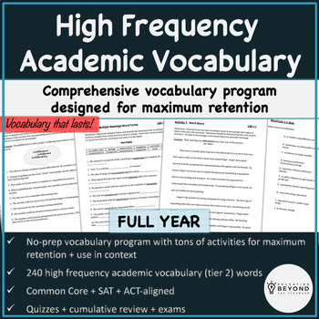 Preview of High Frequency Academic Vocabulary Activities & Assessments - Full Year Bundle