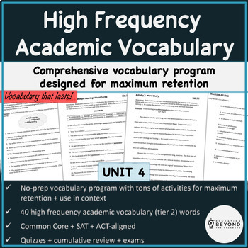 Preview of High Frequency Academic Vocabulary Activities & Assessments - Unit 4