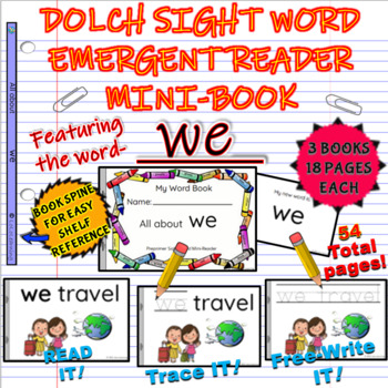 Preview of High Frequency Dolch Pre-Primer Sight Word Emergent Mini-book / Word: WE