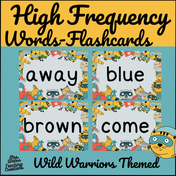 Preview of High Frequency Flash Cards for Reading & Spelling - Wild Warriors Theme Decor