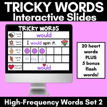 Preview of High Frequency Heart Word Digital Practice Slides - INTERACTIVE - Set 2