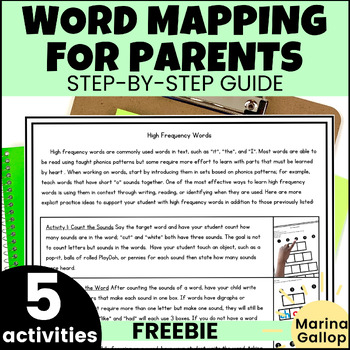 Preview of Science of Reading Parent Guide - Word Mapping Homework & Heart Word Practice