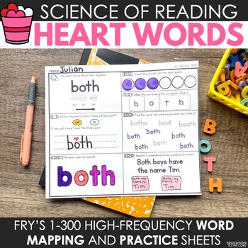 Preview of High Frequency Heart Words Mapping Practice (Sight Words) - Science of Reading