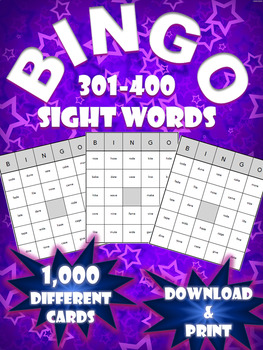 Preview of High Frequency Sight Word Bingo! | Words 301-400 | (1,000 Different Boards)