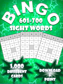 Preview of High Frequency Sight Word Bingo! | Words 601-700 | (1,000 Different Boards)