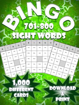 Preview of High Frequency Sight Word Bingo! | Words 701-800 | (1,000 Different Boards)