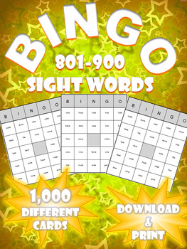 Preview of High Frequency Sight Word Bingo! | Words 801-900 | (1,000 Different Boards)