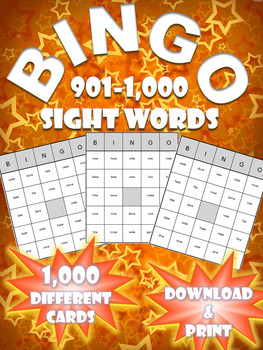 Preview of High Frequency Sight Word Bingo! | Words 901-1000 | (1,000 Different Boards)