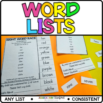 Preview of EDITABLE High Frequency Sight Word Printable Take Home List for Fluency Practice
