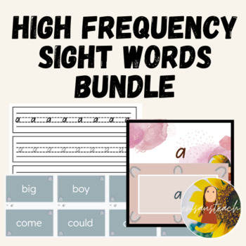 Preview of High Frequency Sight Words Bundle - Knowing Words Flash Cards, PPT & Handwriting