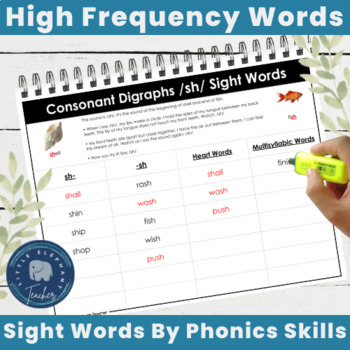 Preview of High Frequency Sight Words Practice Sorted by Phonics Skills -Phonics Word Lists