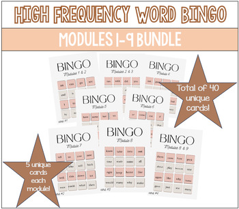 High Frequency Word BINGO - Kindergarten Modules 1-9 BUNDLE | TPT