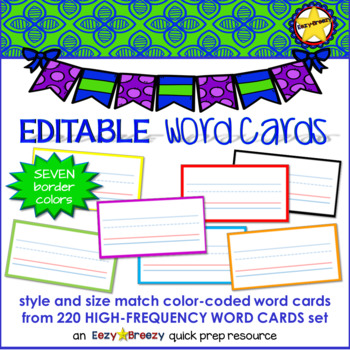 Preview of High Frequency Word Cards blank