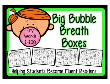 Preview of Fry Words 1-100 High Frequency Word Fluency Intervention: Breath Boxes